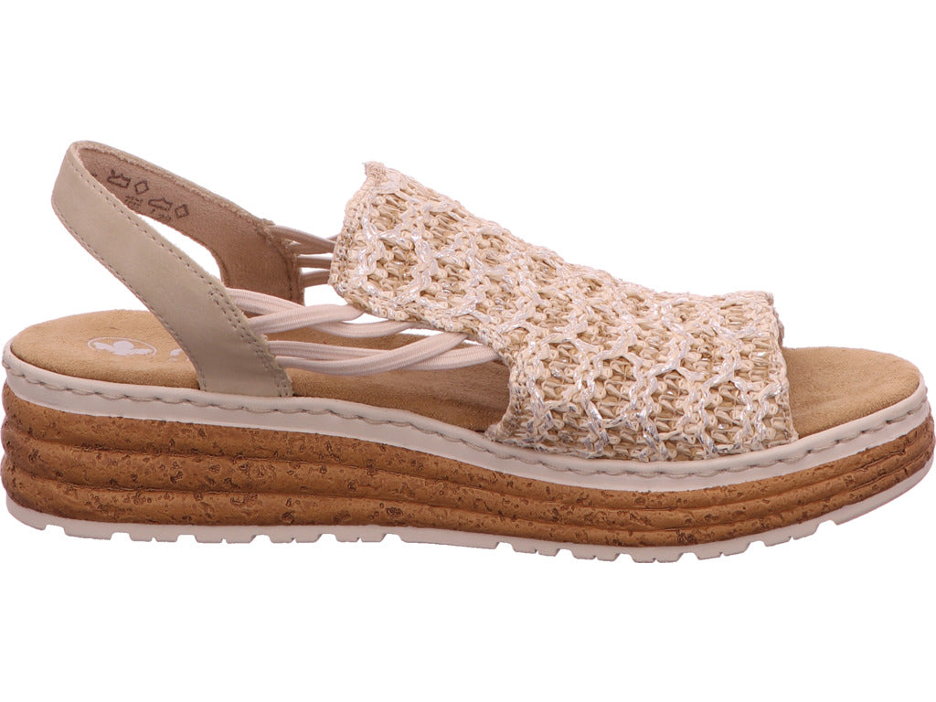 Rieker Damen Sandalette in beige-bunt-kombiniert