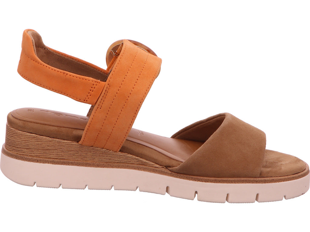 Tamaris Damen Sandalette in braun-bunt-kombiniert