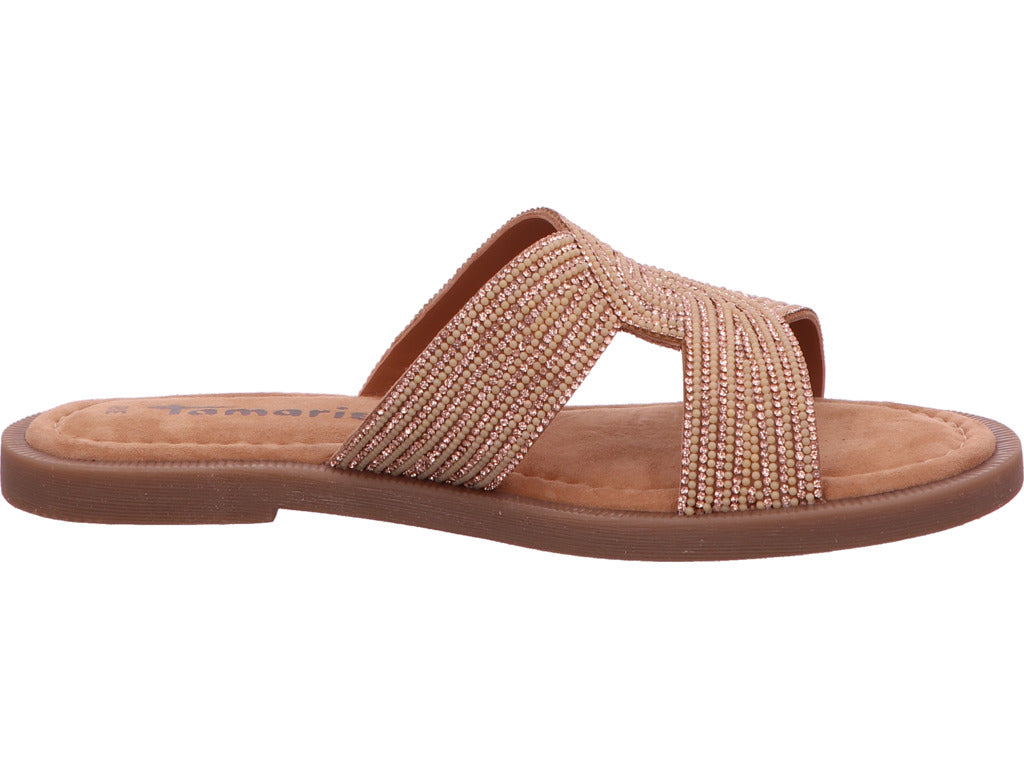 Tamaris Damen Pantolette in braun-kombiniert