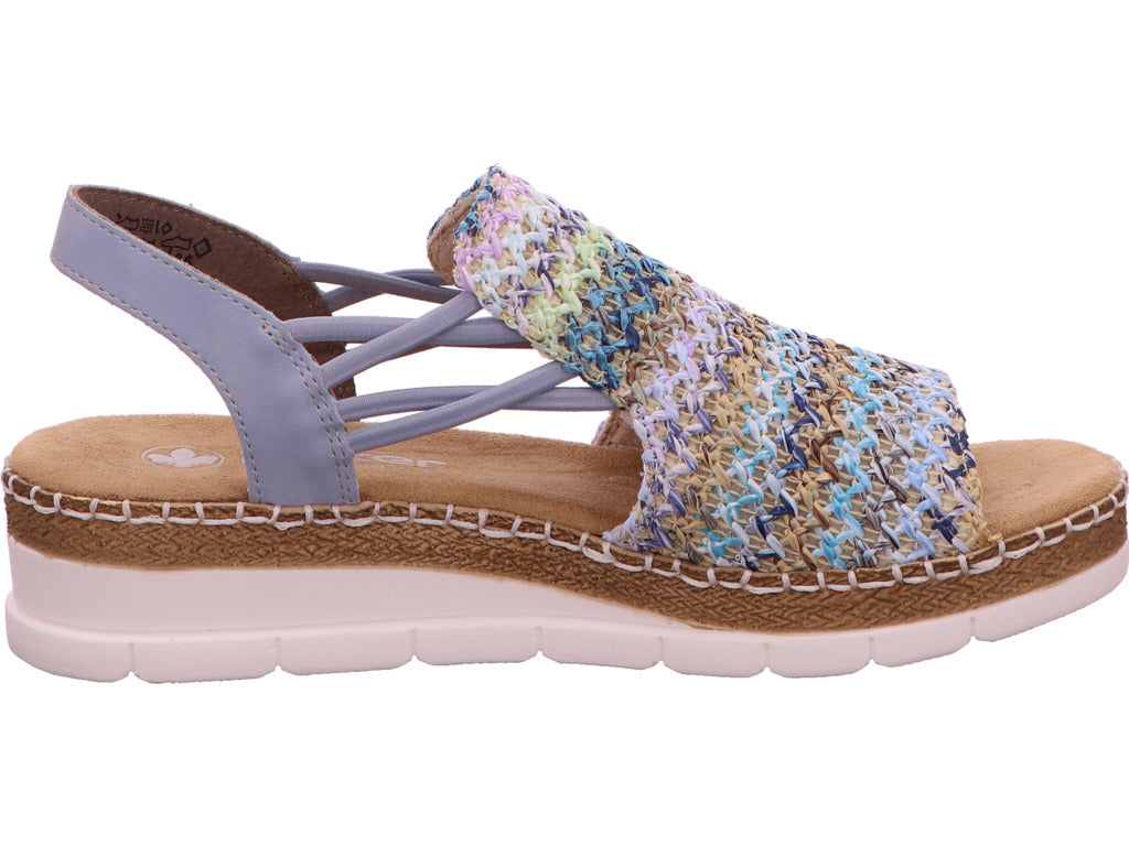 Rieker Damen Sandalette in blau-bunt-kombiniert