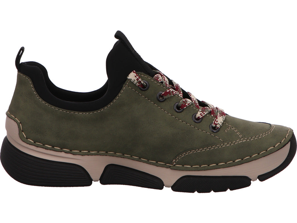 Rieker Damen Schnürschuh in grün-bunt-kombiniert