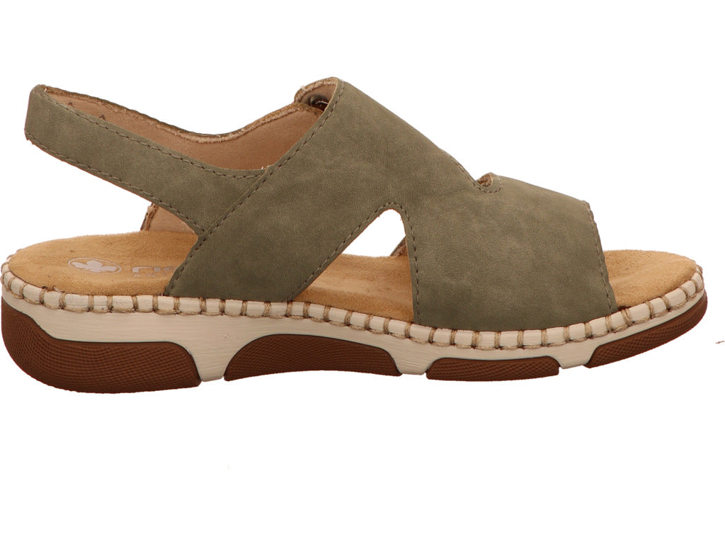 Rieker Damen Sandalette in grün-bunt-kombiniert