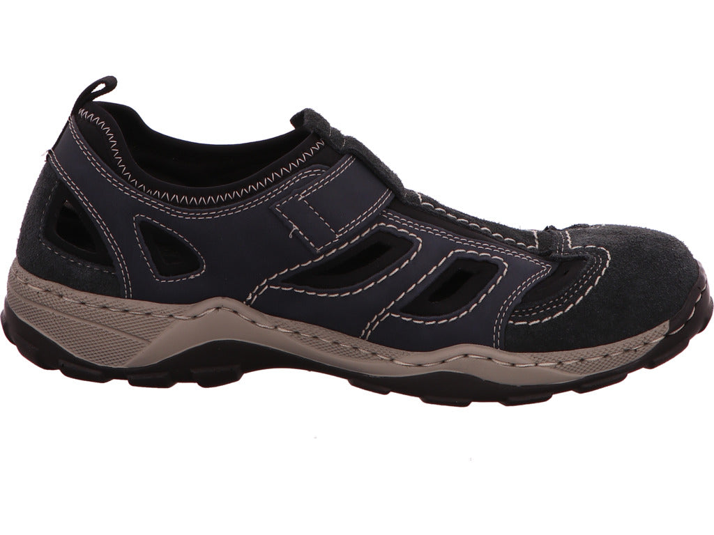 Rieker Herren Slipper in blau-bunt-kombiniert