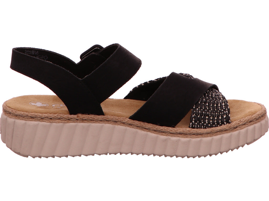 Rieker Damen Sandalette in schwarz-bunt-kombiniert