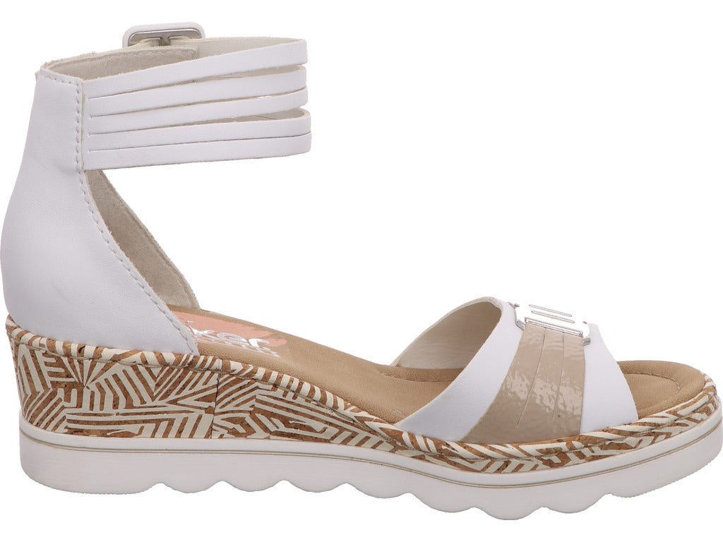 Rieker Damen Sandalette in weiß-bunt-kombiniert