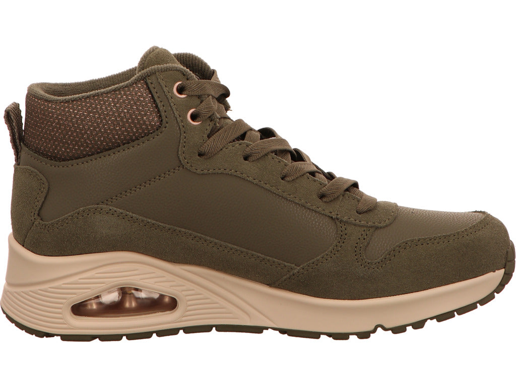 Skechers Damen Stiefel Uno - Stacre Shine in oliv
