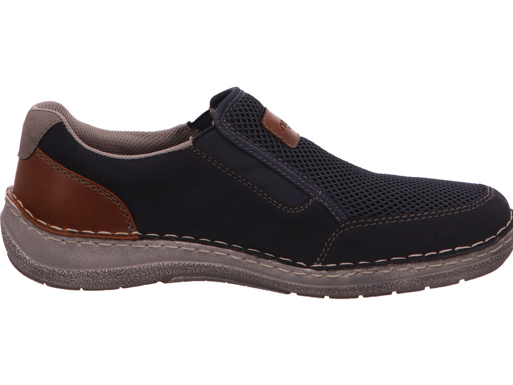 Rieker Herren Slipper in blau-bunt-kombiniert