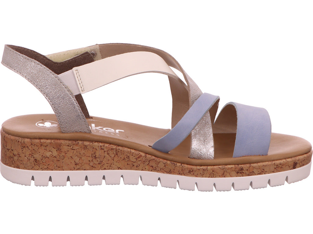 Rieker Damen Sandalette in blau-bunt-kombiniert