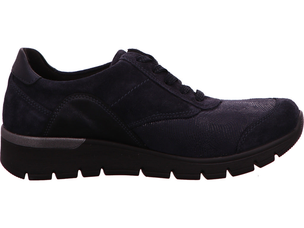 Waldläufer Damen Schnürschuh K-Ramona in blau-kombiniert