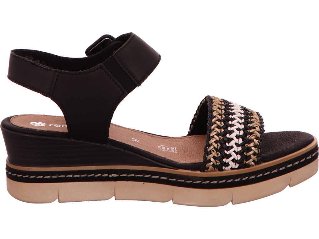Remonte Damen Sandalette in schwarz-bunt-kombiniert