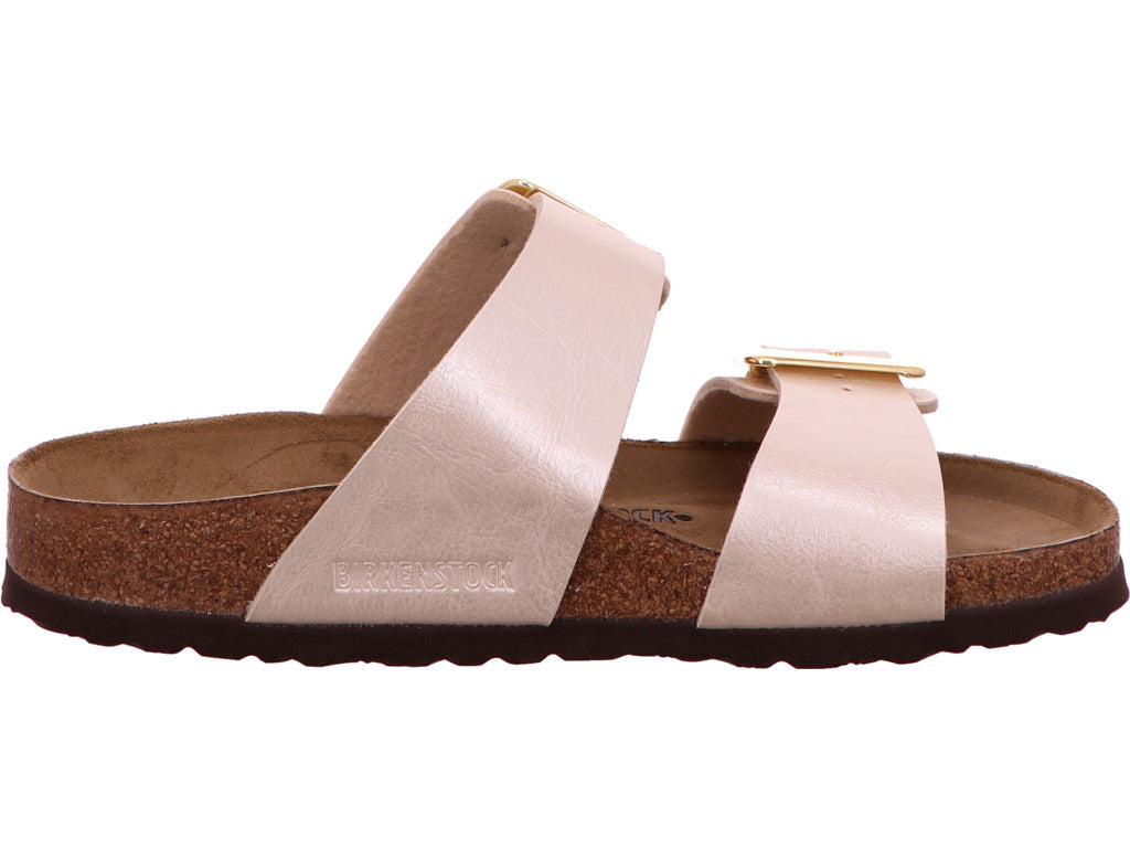 Birkenstock Damen Pantolette Sydney Cushion Buckle in hellbeige