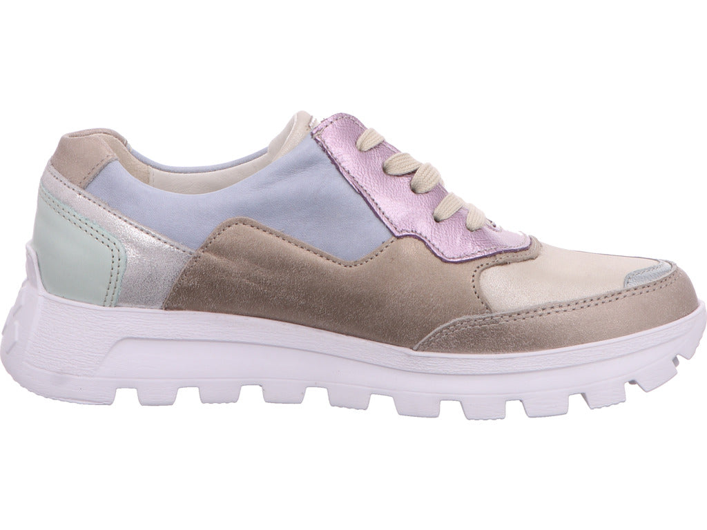 Waldläufer Damen Schnürschuh H-Ajala in grau-bunt-kombiniert