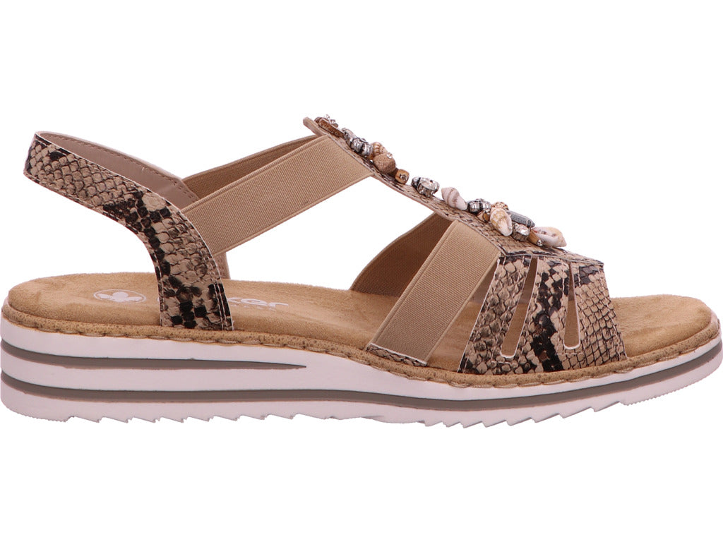Rieker Damen Sandalette in beige-bunt-kombiniert