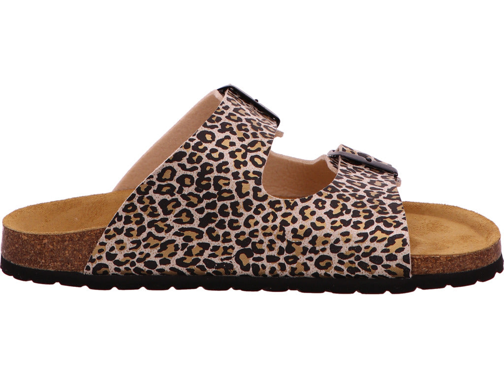 Longo Damen Pantolette in beige-bunt-kombiniert