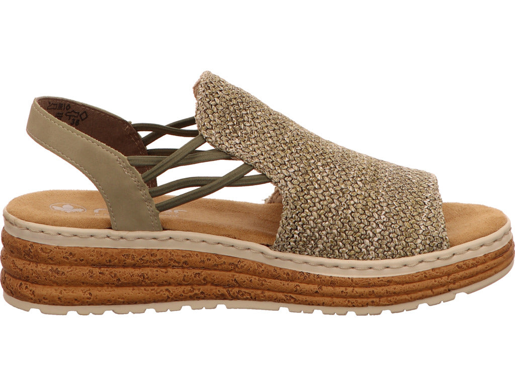 Rieker Damen Sandalette in grün-kombiniert