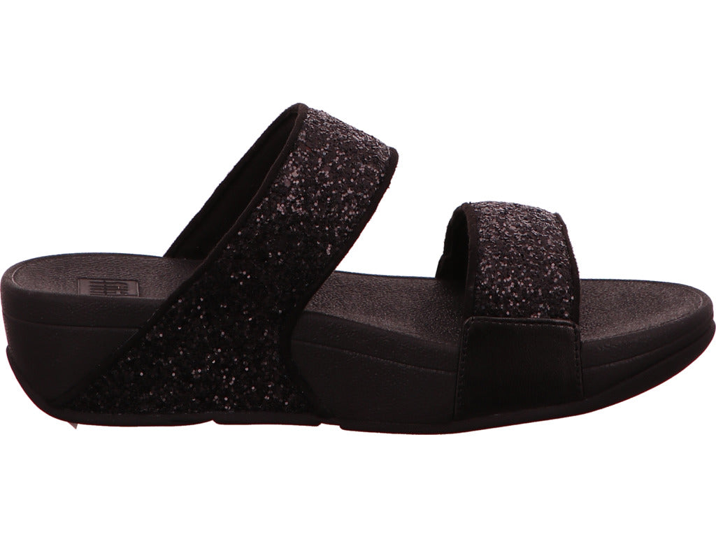 FitFlop Damen Pantolette Lulu Glitter Slides in schwarz
