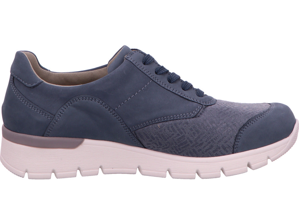 Waldläufer Damen Schnürschuh K-Ramona in blau-kombiniert