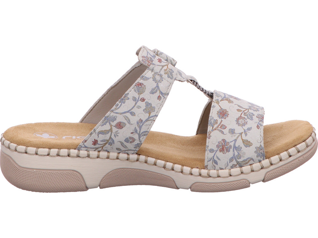 Rieker Damen Pantolette in grau-bunt-kombiniert