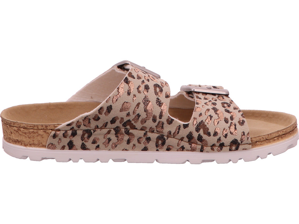 Rieker Damen Pantolette in beige-bunt-kombiniert