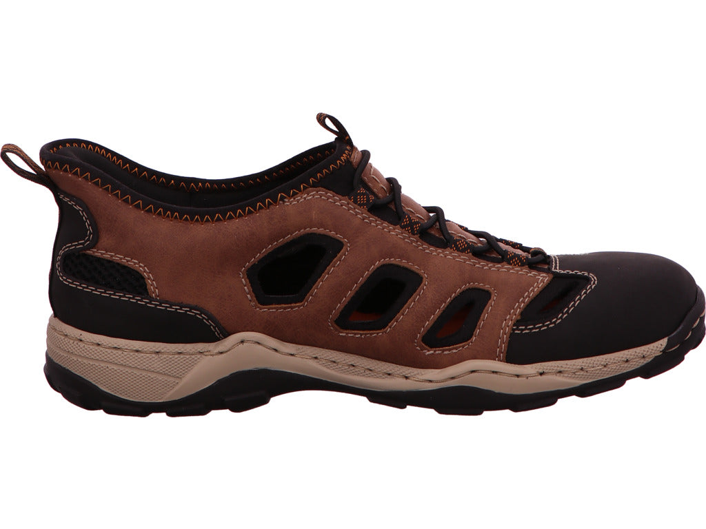 Rieker Herren Slipper in braun-bunt-kombiniert