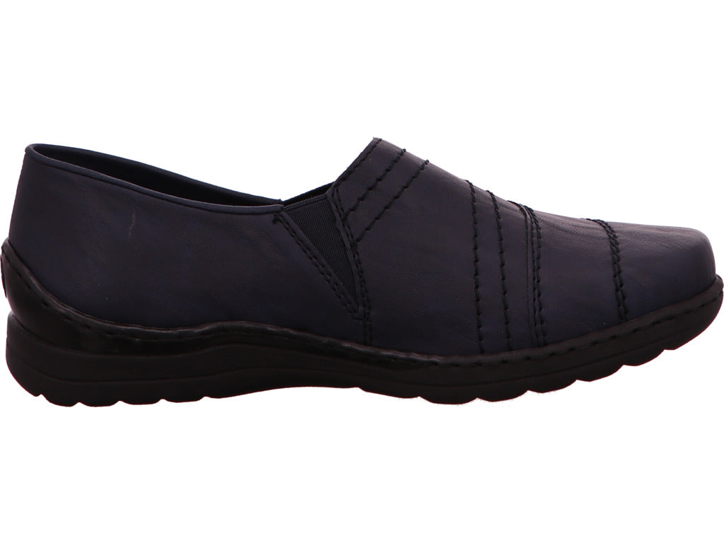Rieker damesslippers in een blauw-meerkleurige combinatie