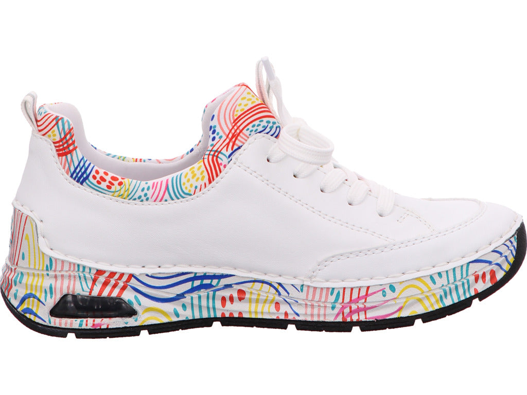 Rieker Damen Sneaker in weiß-bunt-kombiniert