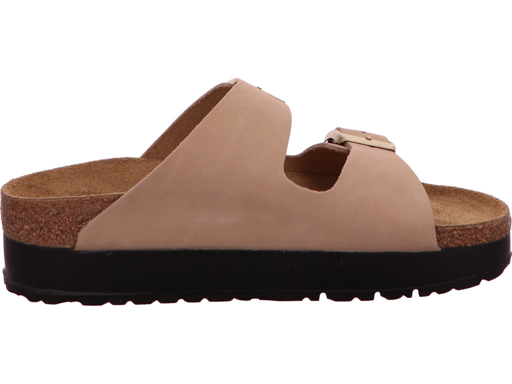 Birkenstock Damen Pantolette Arizona Pap Flex Platform in beige