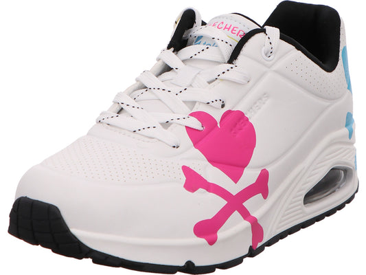 Skechers Damen Sneaker Uno-Crossing Hearts in weiß-bunt-kombiniert
