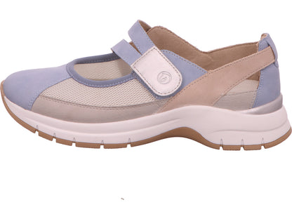 Remonte damesslippers in een blauw-multicolor combinatie