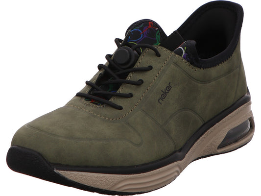 Rieker damessneakers in een groen-multicolor combinatie