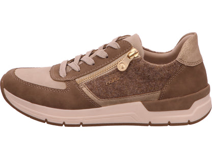 Rieker damessneakers in een beige en veelkleurige combinatie.