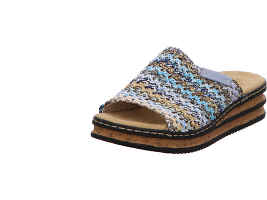 Rieker Damen Pantolette  in blau-bunt-kombiniert