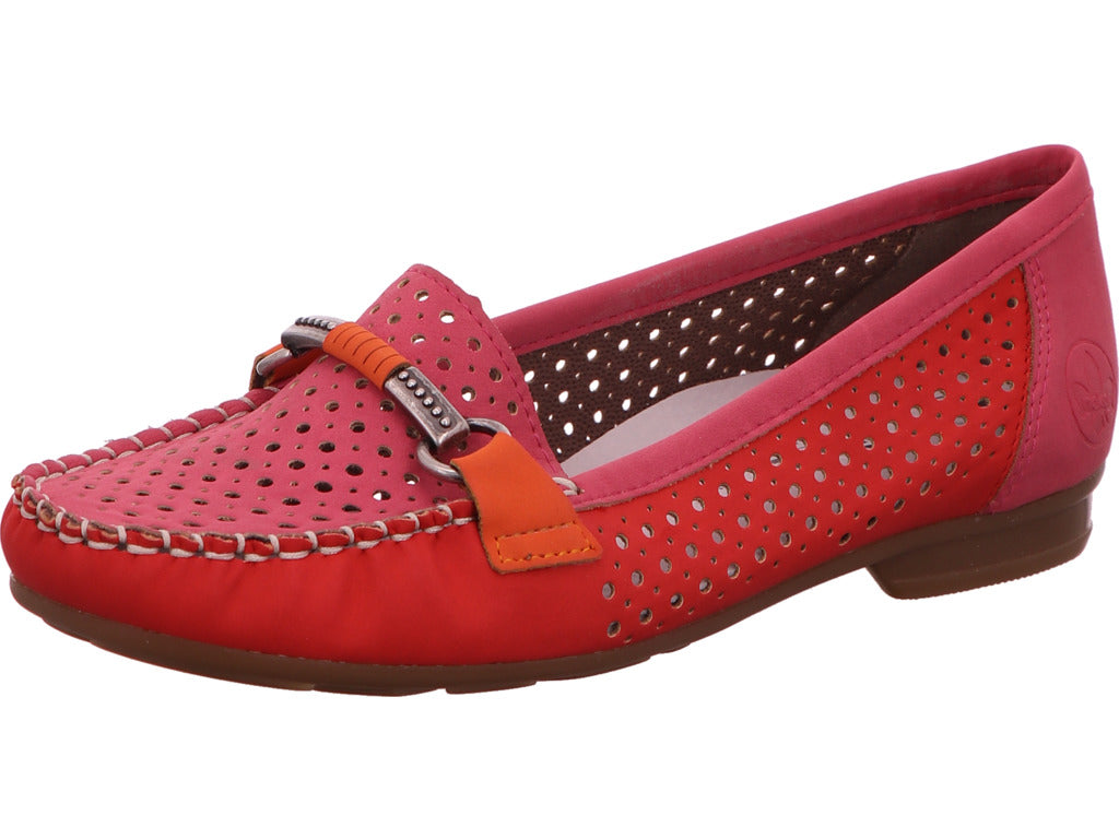 Rieker Damen Slipper  in rot-bunt-kombiniert