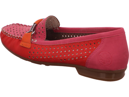 Rieker Damen Slipper  in rot-bunt-kombiniert