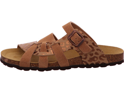 Longo Damen Pantolette  in braun-bunt-kombiniert