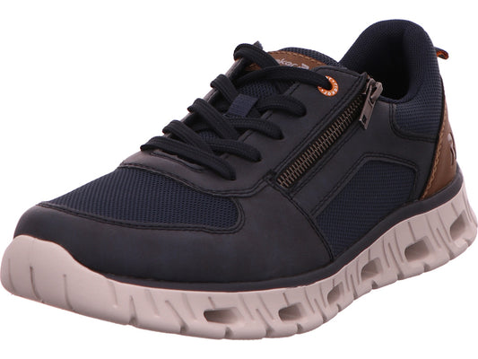 Rieker herensneakers in een blauw-multicolor combinatie