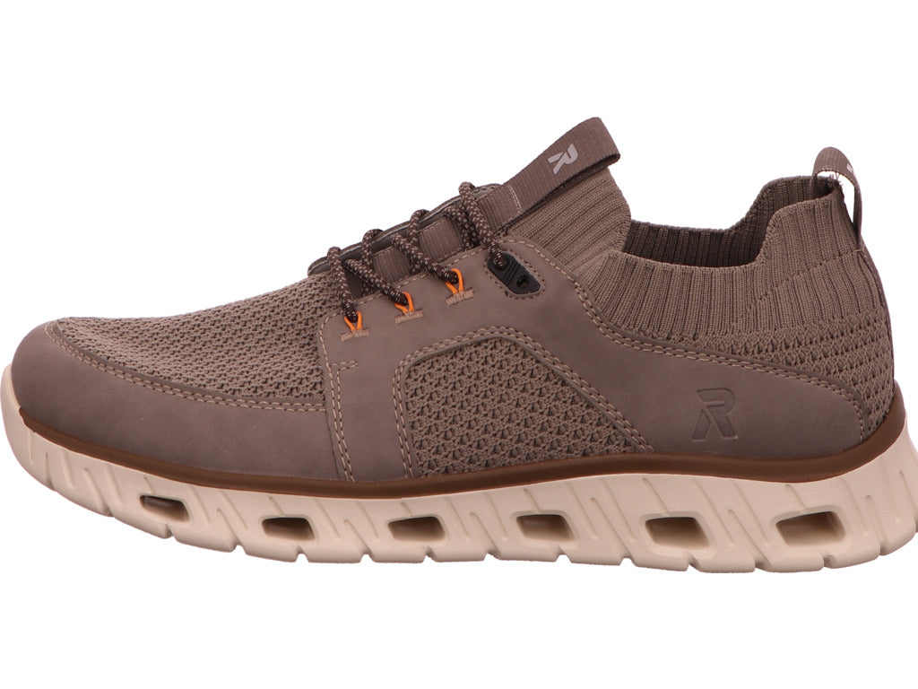 Rieker herensneakers in een beige-multicolor combinatie