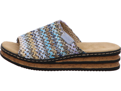 Rieker Damen Pantolette  in blau-bunt-kombiniert