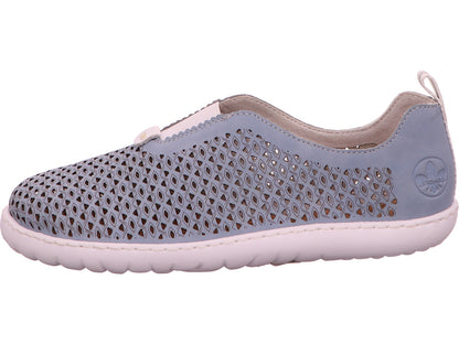 Rieker Damen Slipper  in blau-bunt-kombiniert