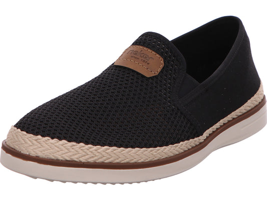 Rieker herenslippers in een combinatie van zwart en meerdere kleuren.