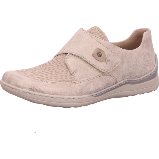 Rieker Slipper Freizeit Klettverschluss Damen Beige Synthetik-Textil-kombiniert   Bild1