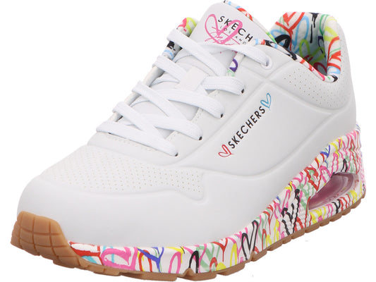 Skechers damessneakers Uno-Loving Love in wit