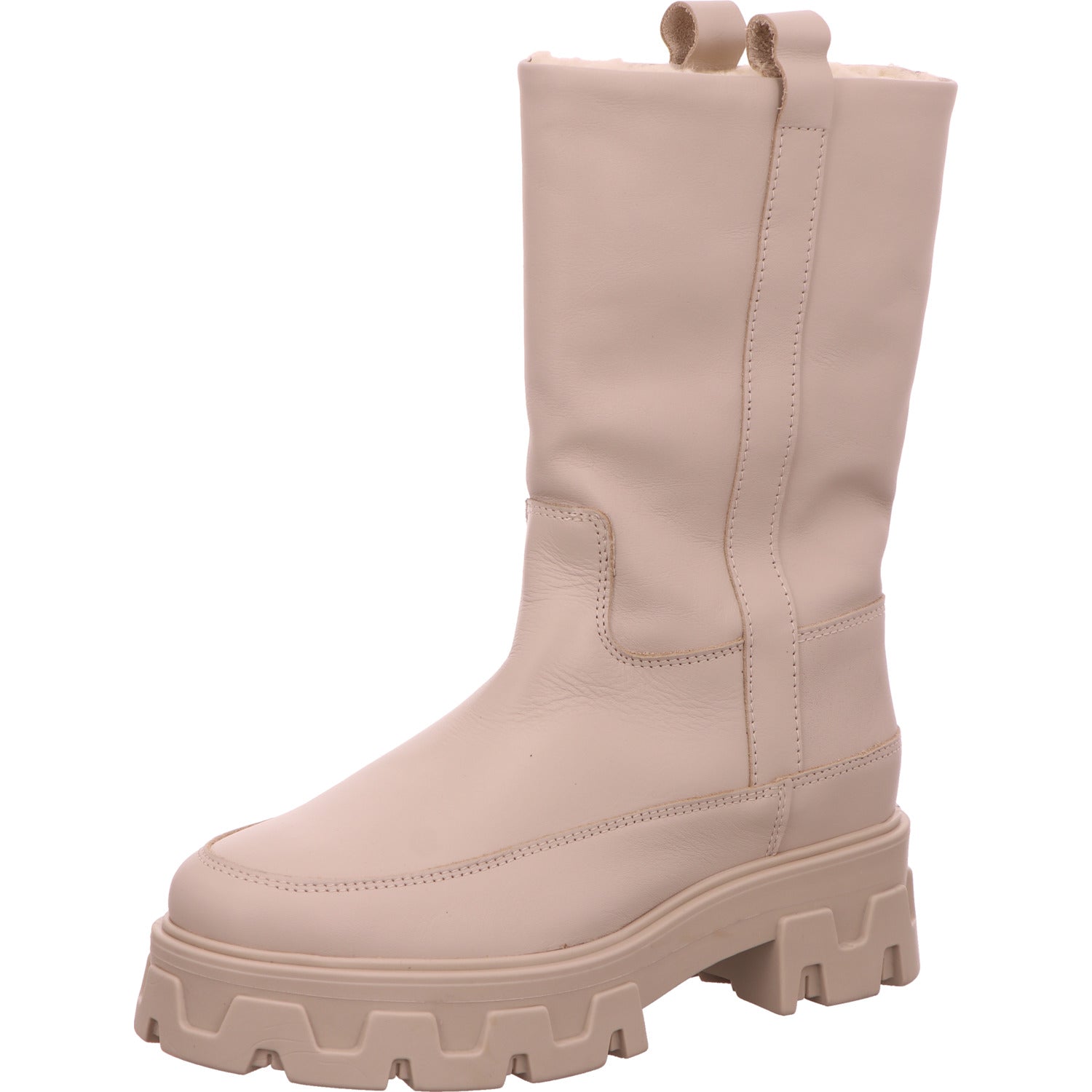 Palpa Trading - Online Shoes Schlupfstiefel Boots Warm Damen Beige Leder   Bild1