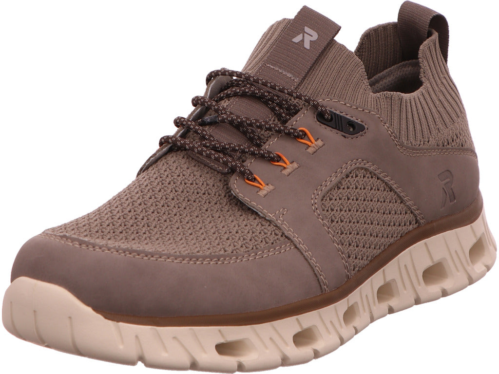 Rieker herensneakers in een beige-multicolor combinatie