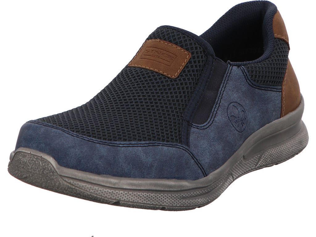 Rieker herenslippers in een blauw-multicolor combinatie