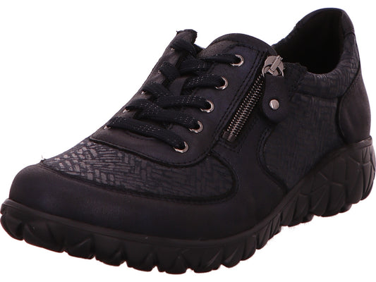 Waldläufer damesschoen met veters K-Ramona in blauw-gecombineerd