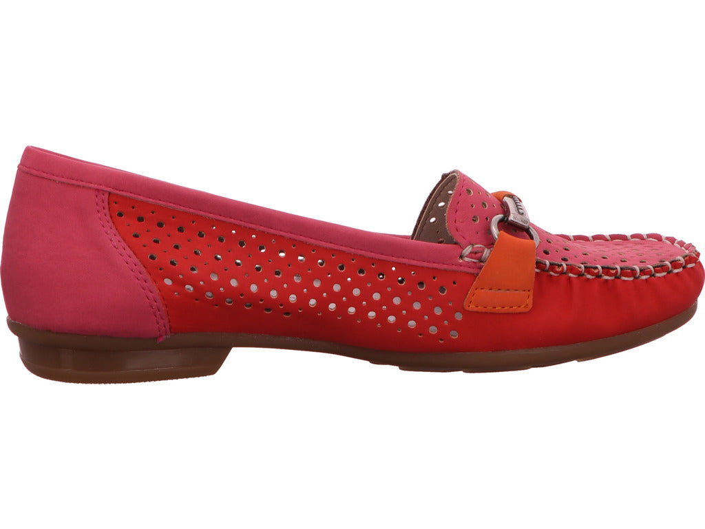 Rieker Damen Slipper  in rot-bunt-kombiniert