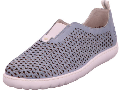 Rieker Damen Slipper  in blau-bunt-kombiniert