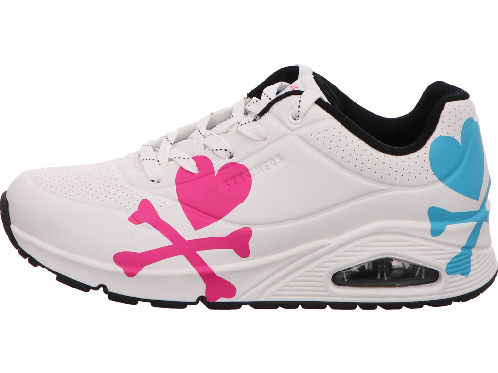 Skechers Damen Sneaker Uno-Crossing Hearts in weiß-bunt-kombiniert