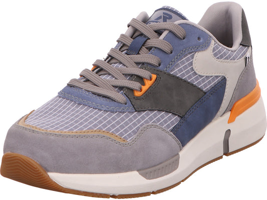 Rieker herensneakers in een combinatie van grijs en meerdere kleuren.